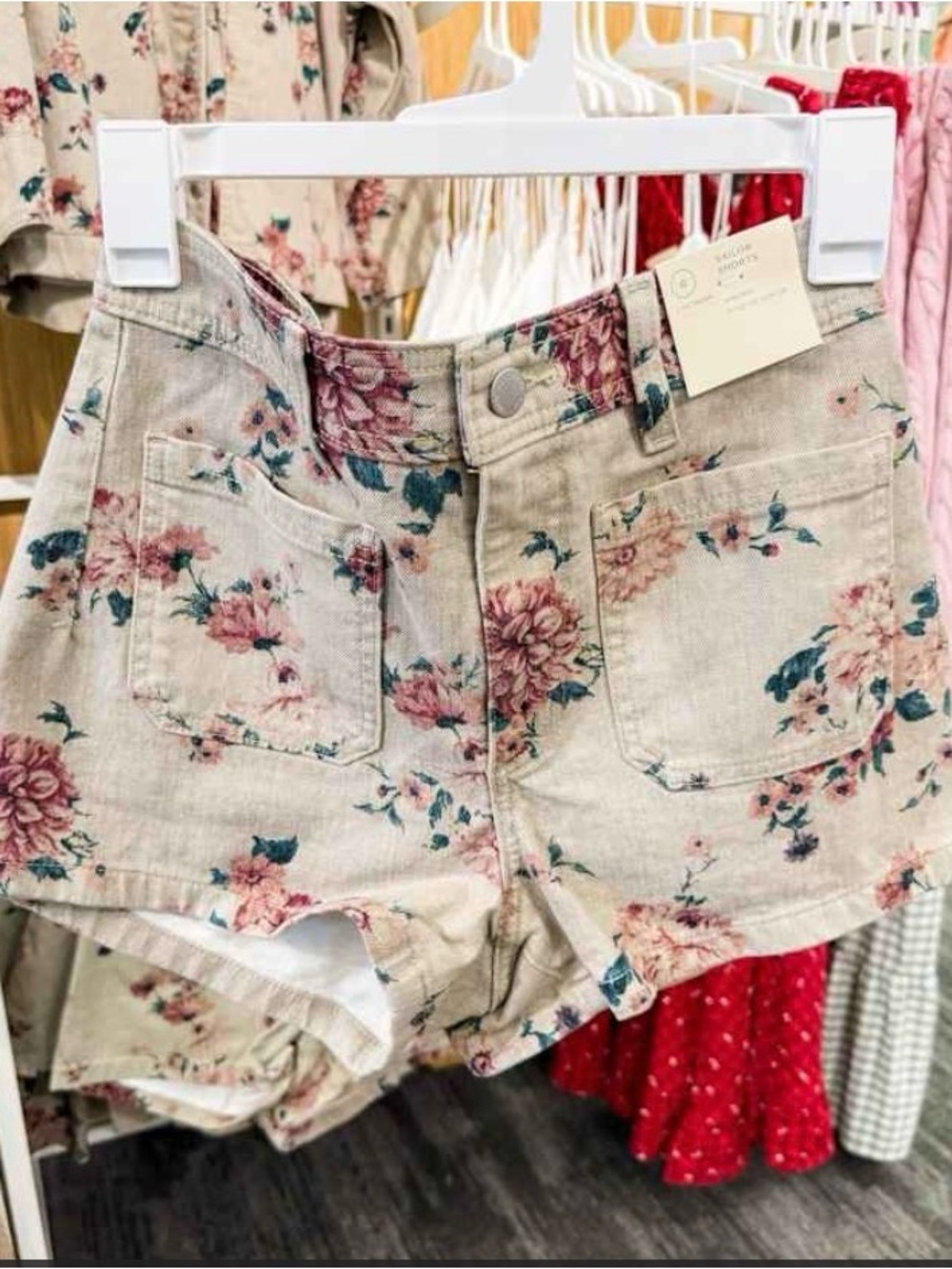 Floral Beige High-Waist Women’s Shorts size 16